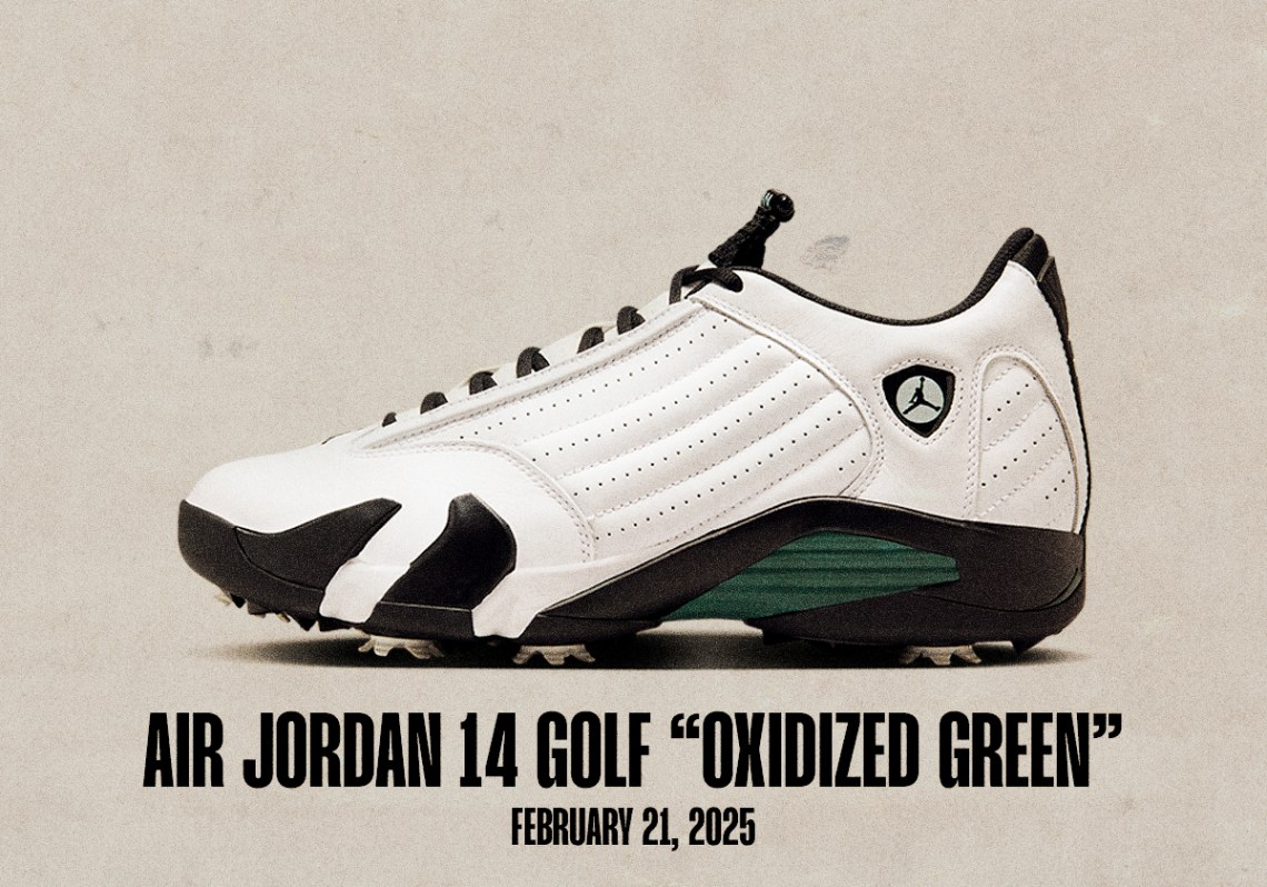 Кроссовки выйдут в продажу 16 февраля и 22 февраля Air Jordan 14 Golf Oxidized