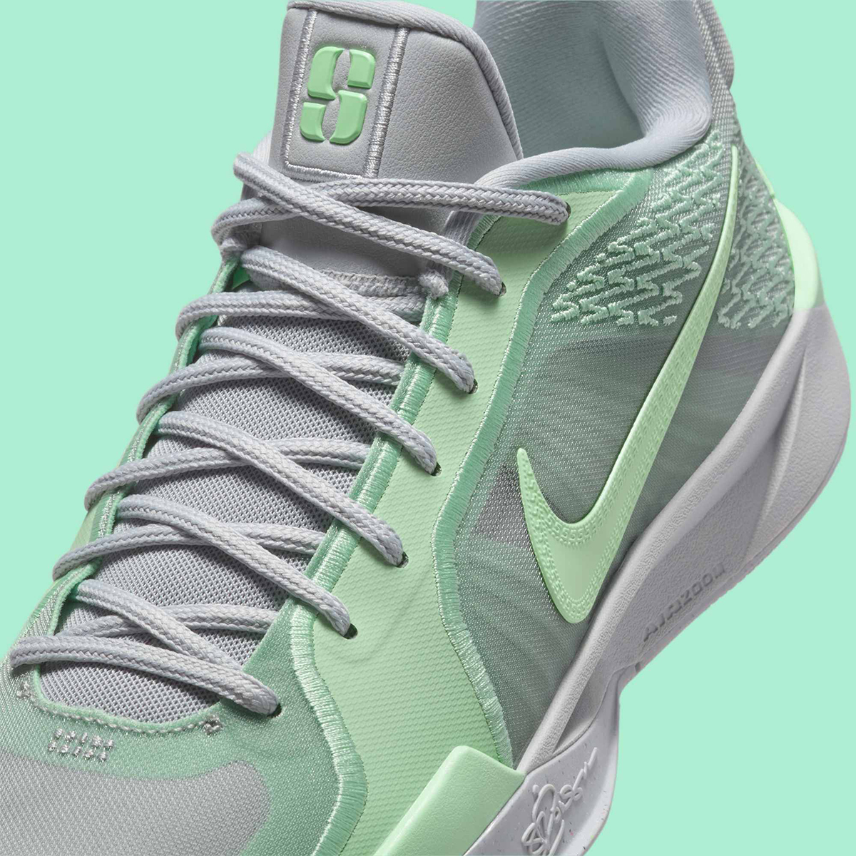 Кроссовки Nike Sabrina 2 Светло-дымчато-серые, Свежая мята, темно-зеленые Fq2174 004 4