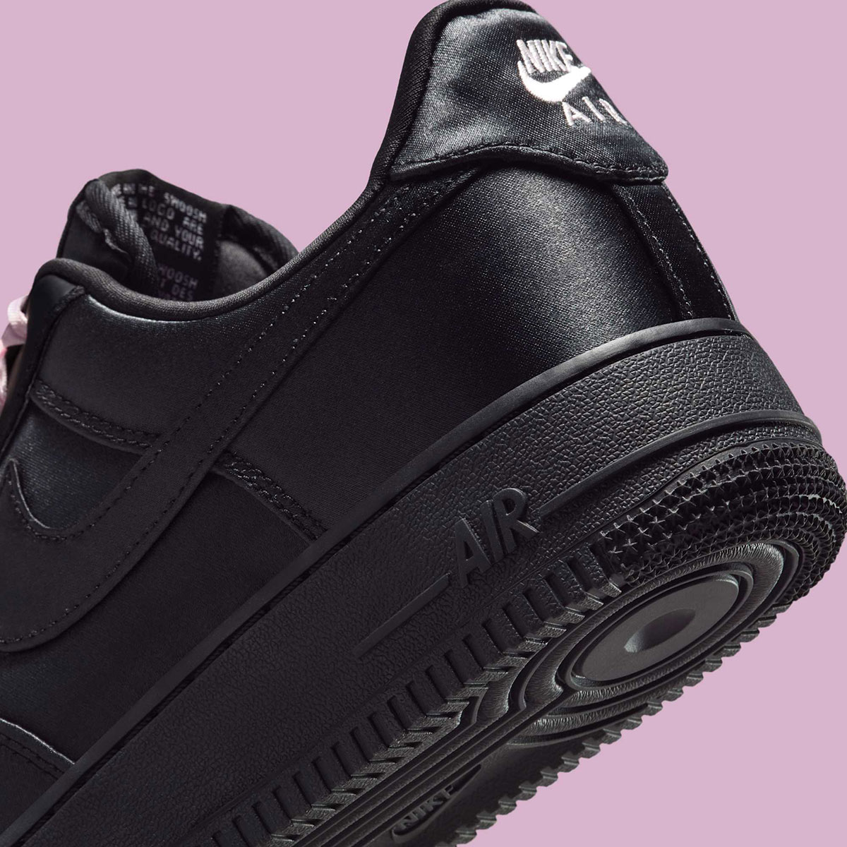 Низкие черные кроссовки Nike Air Force 1 на шнуровке из атласной розовой ленты Ih2034 010 2
